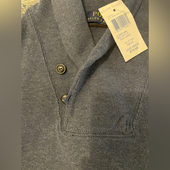 Shawl Collared Navy Blue men’s sweater. Ralph Lauren - Picture 3 of 5